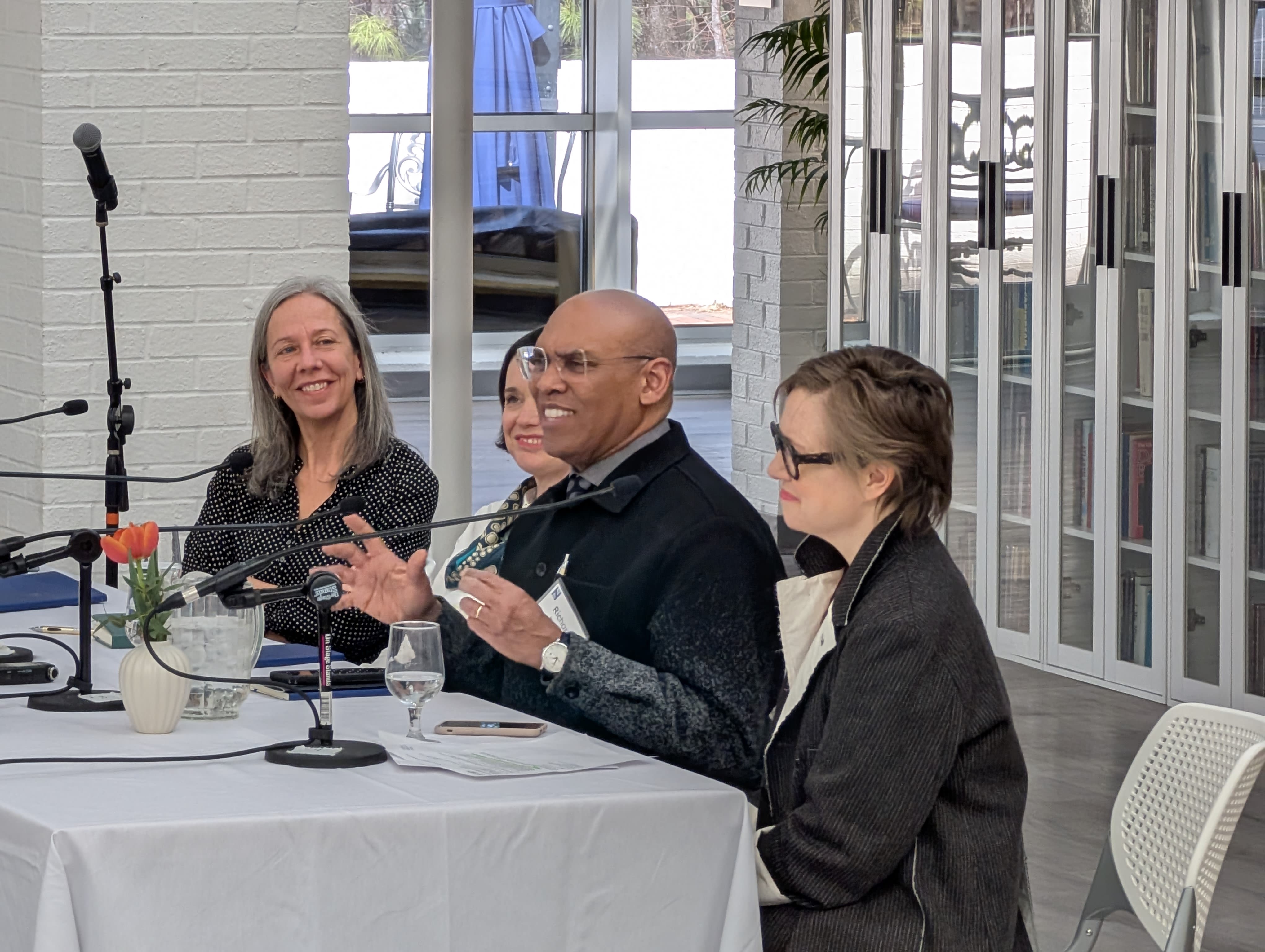 NHC Fellow's Panel, which depicts from left to right: Kathleen DuVal, Belle Boggs, Richard J. Powell; moderator: Martha Kelly, Vice President for Scholarly Programs (NHC Fellow, 2022–23)