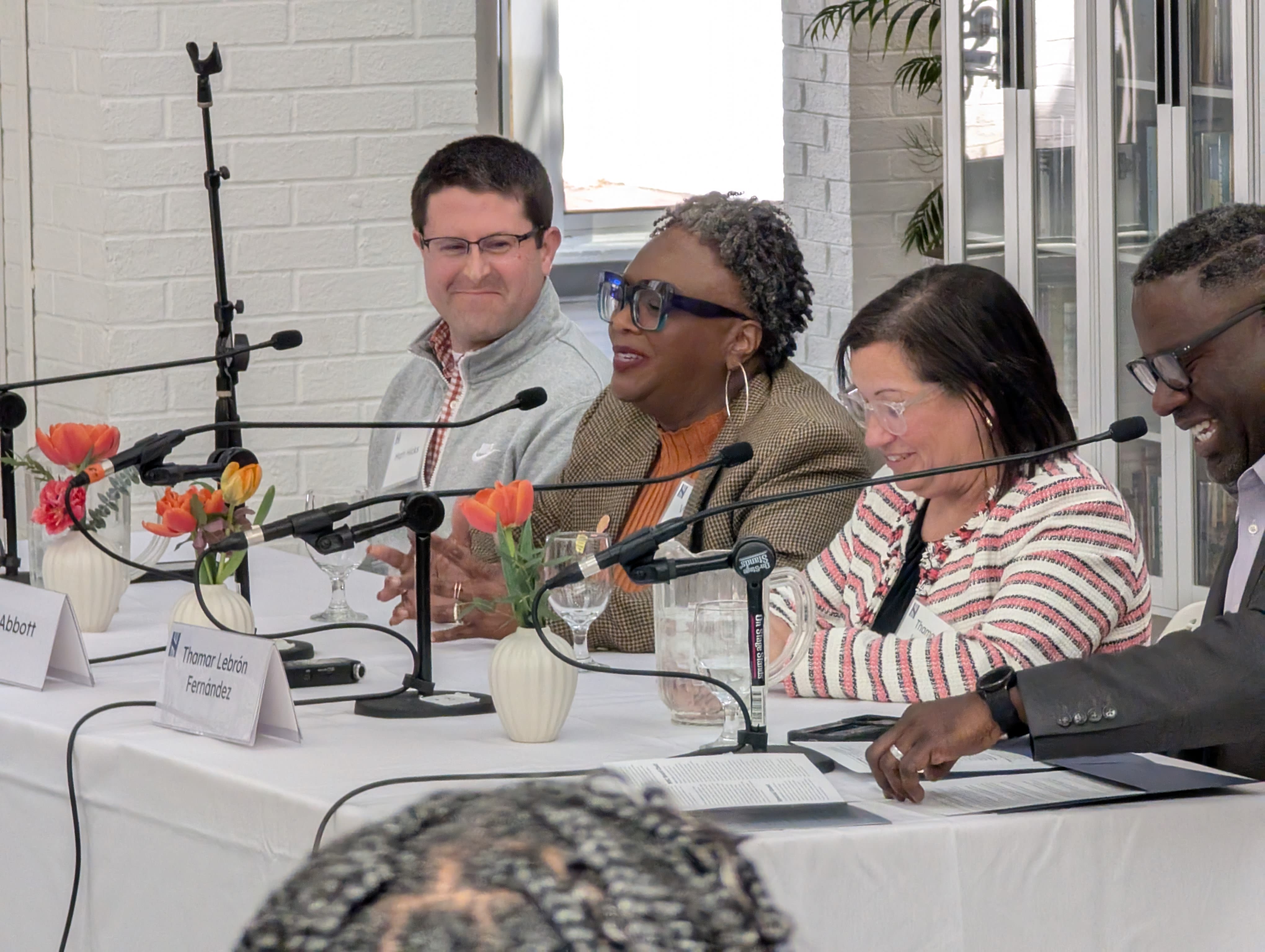 NHC Educators Panel, depicted from left to right: Matt Hicks, Valencia Abbott , Thamar Lebrón Fernández; moderator: Mike Williams, Vice President for Education Programs