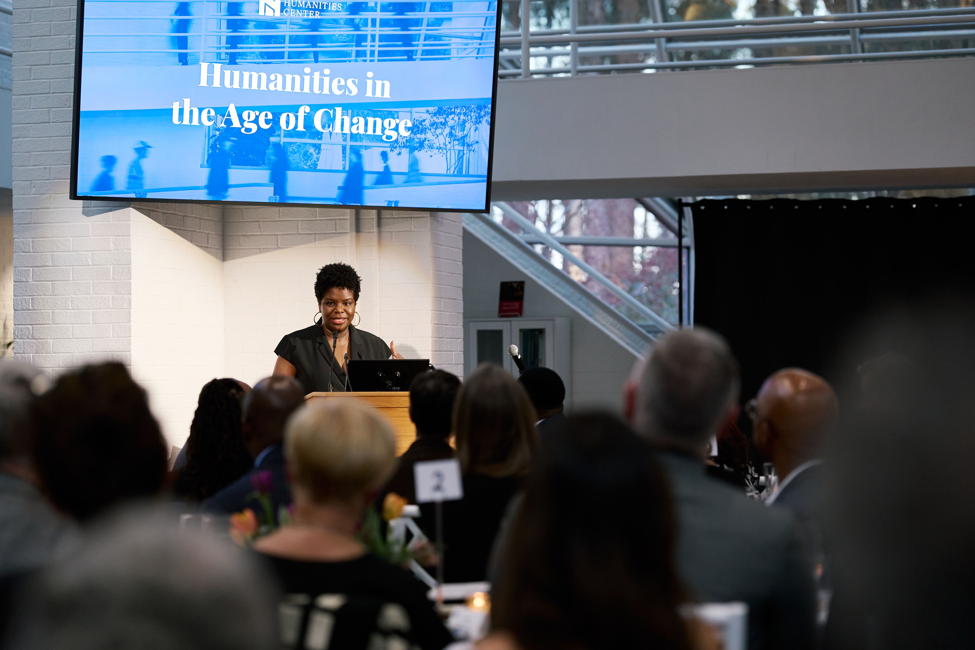 Hero shot of Blair LM Kelley giving her installation address